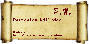 Petrovics Nándor névjegykártya