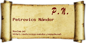 Petrovics Nándor névjegykártya