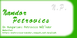 nandor petrovics business card